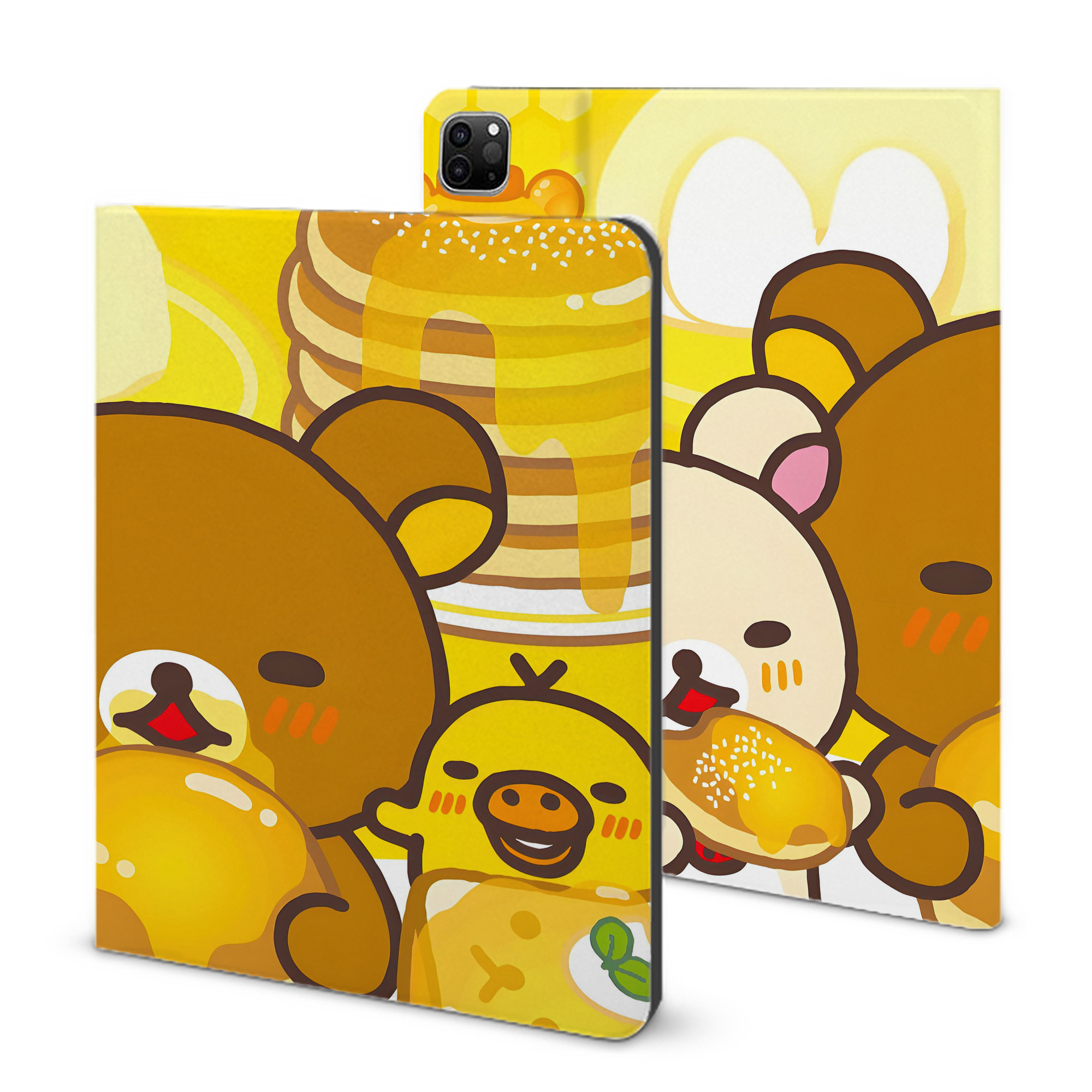 （画像用） リラックマ リラックマ キイロイトリ Rilakkuma Korilakkuma Kiiroitori IPad ケース ブック型 PUレザー TPU 耐衝撃 軽量 薄型 ペン収納なし 全面保護 IPad 各モデル対応